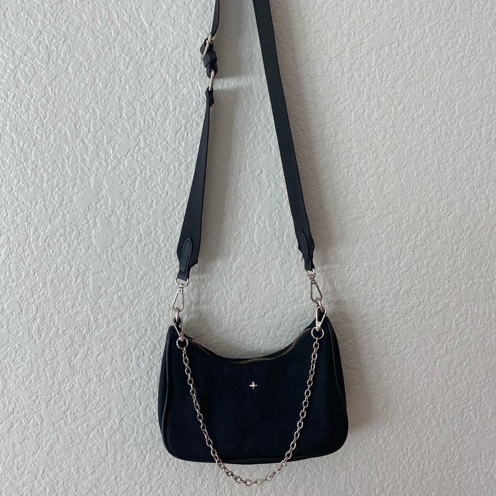 Peta and Jain “Paloma” black nylon cross body bag with adjustable strap